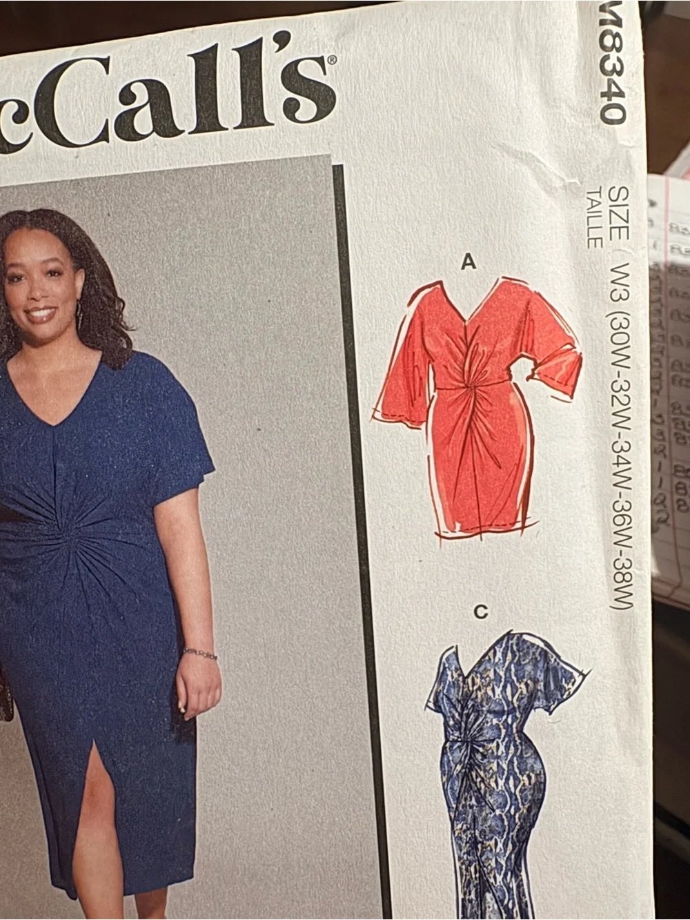 BN UNCUT McCall's 8340 W3 PLUS SIZE SEWING PATTERNS DRESS